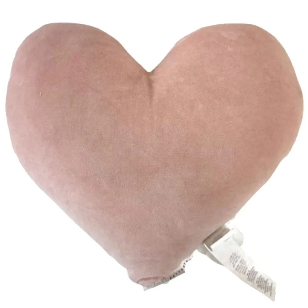 Pottery Barn Velvet Embroidered Heart Shaped Pillow Blush Pink Cottagecore Rare
